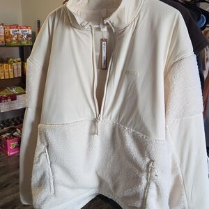NWT SKIMS XL Teddy Half Zip Pullover Fleece Jacket SOLD OUT In Ecru